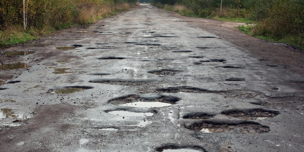 Road with potholes